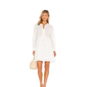 Rails White Eyelet Long-Sleeve Mini Dress
